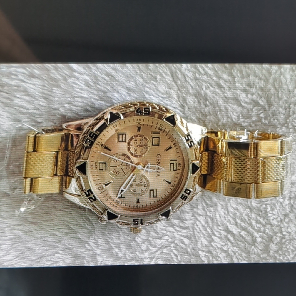 Geneva Gold-Tone Chronograph Watch